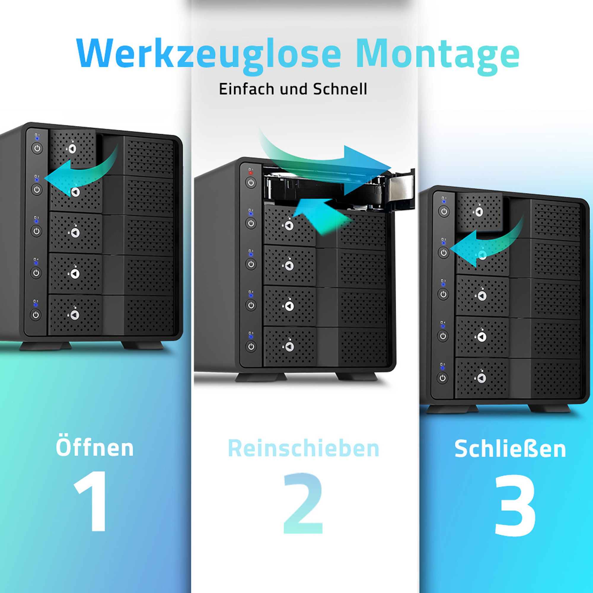 FANTEC MB-X5U31H Storagegehäuse 5x 3,5"/2,5" HDD/SSD USB 3.1 Gen. 2 FANTEC MB-X5U31H Storagegehäuse 5x 3,5"/2,5" HDD/SSD USB 3.1 Gen. 2 – Bild 3