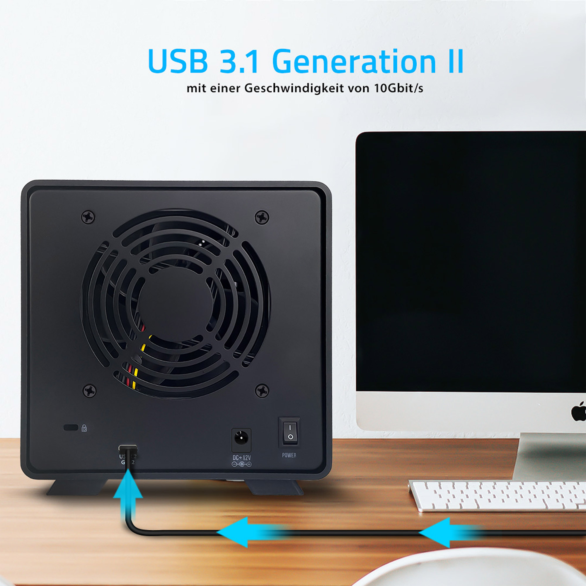 FANTEC MB-X4U31 Storagegehäuse 4x 3,5"/2,5" HDD/SSD USB 3.1 Gen. 2 FANTEC MB-X4U31 Storagegehäuse 4x 3,5"/2,5" HDD/SSD USB 3.1 Gen. 2 – Bild 2