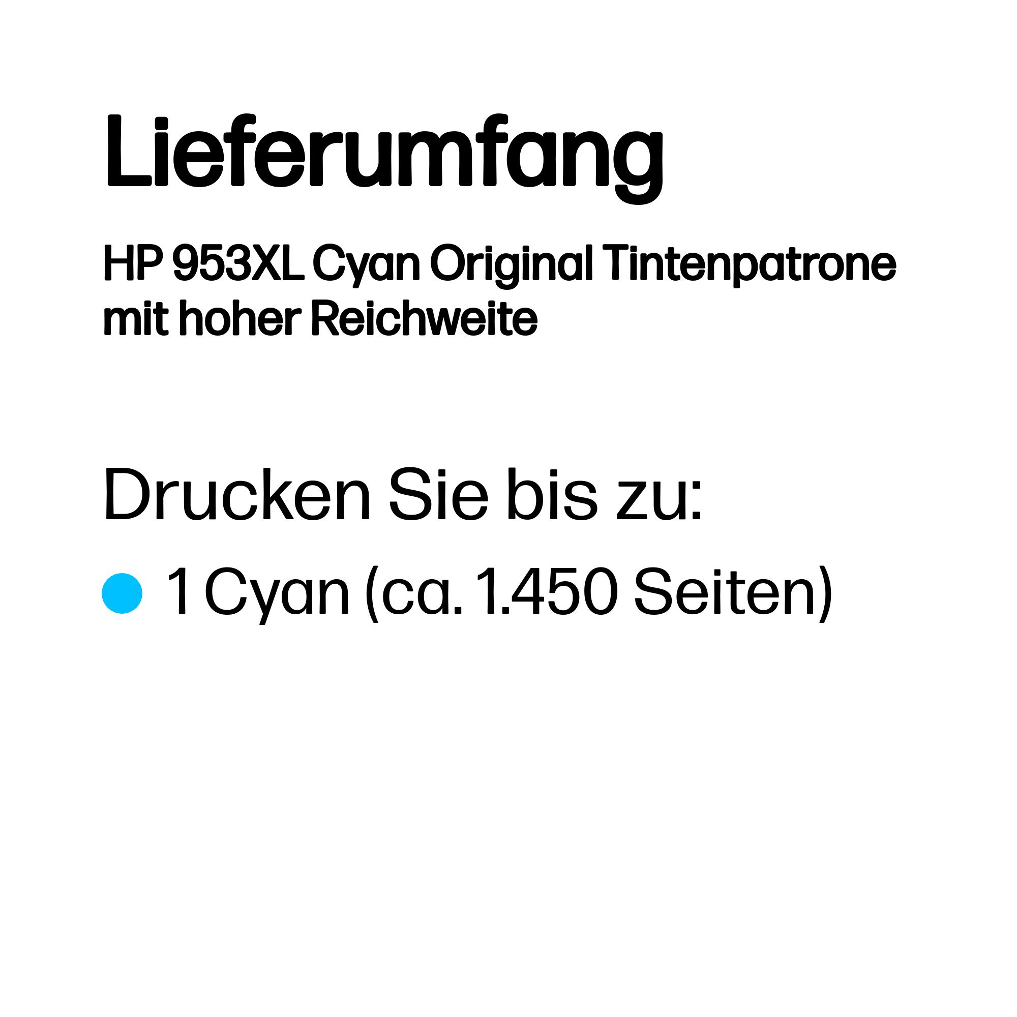 HP Tintenpatrone Nr. 953XL F6U16AE Cyan (ca. 1.450 Seiten) HP Tintenpatrone Nr. 953XL F6U16AE Cyan (ca. 1.450 Seiten) – Bild 3