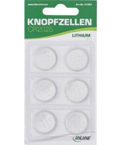 InLine® Knopfzellen, 3V Lithium, CR2025, 6er Pack
