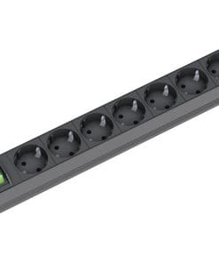Bachmann 19"-Steckdosenleiste ALU 1HE, 8-fach 35°, schwarz, 2,0m, mit Schalter