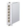 METZ CONNECT E-DAT C6A 6 Port 3HE 7TE LSA modular 19 Zoll 1HE Träger aus silber eloxiertem Aluminium, mit 24 einzelgeschirmten RJ45-Buchsen, Cat.6, A GHMT zertifiziert, Komponente bis 600 MHz, Link bis 800 MHz, für 10 GBit Ethernet (IEEE 802.3an), Remote Powering (PoE, PoE plus, UPoE und 4PPoE) und HDBaseT geeignet, die Adernpaare können ohne Aufdrehen der Verseilung bis zur LSA-Klemme geführt werden, Anschluss der 2- bis 4-paarigen Datenleitungen an LSA-Schneidklemmen (AWG 26/1-22/1). Mit Kennzeichnung der Adernfarben nach T568A