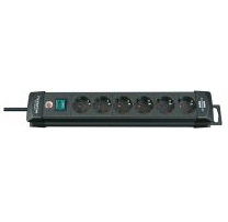 Brennenstuhl Premium-Line 6-fach mit Schalter, schwarz, 3 m