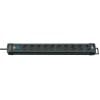 Brennenstuhl Premium-Line 10-fach schwarz, 3 m Premium-Alu-Line Steckdosenleiste 6-fach mit USB C PD 30W und USB A 18W aus hochwertigem Aluminium (Made in Germany, Mehrfachsteckdose mit 3m Kabel und Schalter, Steckerleiste geeignet zur Wandmontage)