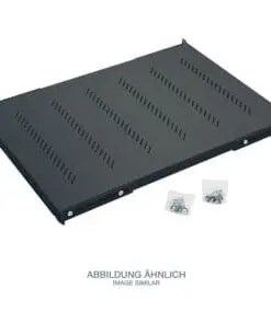 19" Schwerlast-Fachboden perforiert, 1HE, 550mm, bis 150kg, Triton RAB-UP-550-H4, schwarz, schwarz