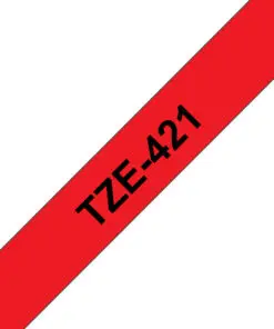 Schriftband TZe-421 (lam.) Schwarz auf Rot BxL 9mm x 8m