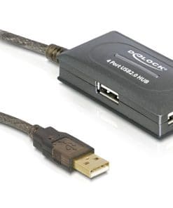 Delock USB 2.0 Verlängerungskabel 10 m aktiv mit 4 Port Hub
