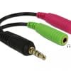 Delock Headset Adapter 1x 3,5 mm 4 Pin Klinkenst.>2 x3,5 mm 3 Pin Klinkenbuchse (iPhone)