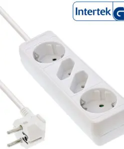 InLine® Steckdosenleiste, 4-fach, 2x Schutzkontakt + 2x Euro, 5m, weiß, weiß