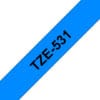 Schriftband TZe-531 (lam.) Schwarz auf Blau 12mm x 8m