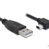 Delock Kabel USB 2.0-A Stecker > USB mini-B 5pin Stecker gewinkelt 1 m keine Ferritkerne Drahtquerschnitt: 28 AWG Datenleitung 24 AWG Stromleitung