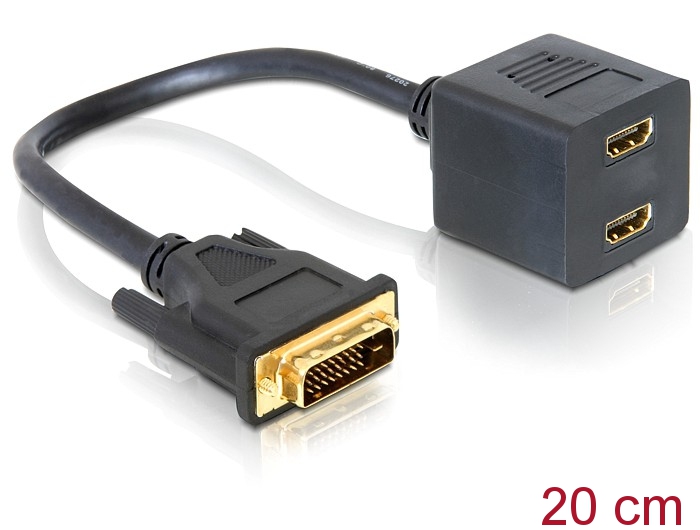 Delock Adapter DVI 25 Stecker zu 2x HDMI Buchse Delock Adapter DVI 25 Stecker zu 2x HDMI Buchse