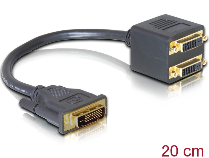 Delock Adapter DVI 25 Stecker zu 2x DVI 25 Buchse Delock Adapter DVI 25 Stecker zu 2x DVI 25 Buchse