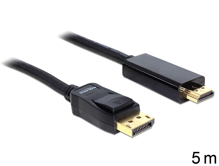 Delock Kabel Displayport 1.1 Stecker > High Speed HDMI-A Stecker Passiv 5 m schw Delock Kabel Displayport 1.1 Stecker > High Speed HDMI-A Stecker Passiv 5 m schw