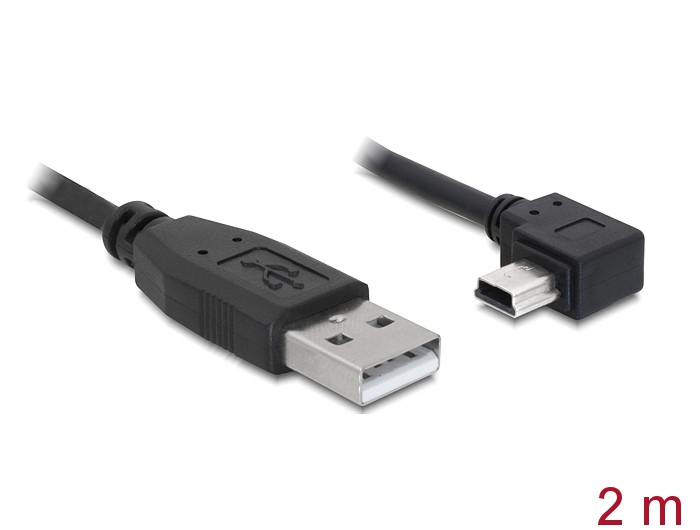 Delock Kabel USB 2.0-A Stecker > USB mini-B 5pin Stecker gewinkelt 2m Delock Kabel USB 2.0-A Stecker > USB mini-B 5pin Stecker gewinkelt 2m