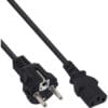 InLine® Netzkabel, Schutzkontakt gerade auf Kaltgerätestecker C13, 0,3m, schwarz, schwarz