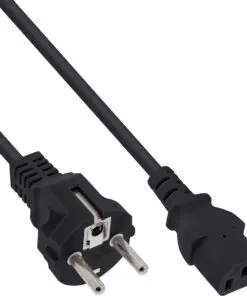 InLine® Netzkabel, Schutzkontakt gerade auf Kaltgerätestecker C13, 0,3m, schwarz, schwarz