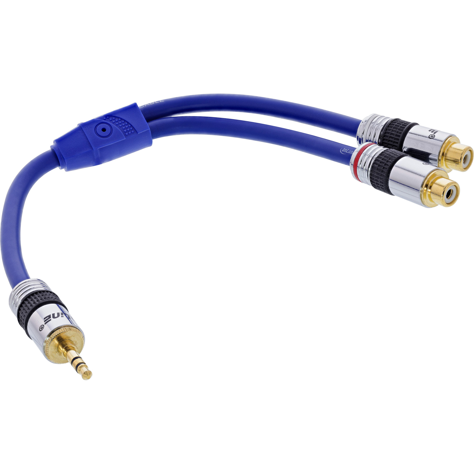 InLine® Cinch/Klinke Kabel, PREMIUM, 2x Cinch Buchse an 3,5mm Klinke Stecker, 0,25m, blau InLine® Cinch/Klinke Kabel, PREMIUM, 2x Cinch Buchse an 3,5mm Klinke Stecker, 0,25m, blau – Bild 2