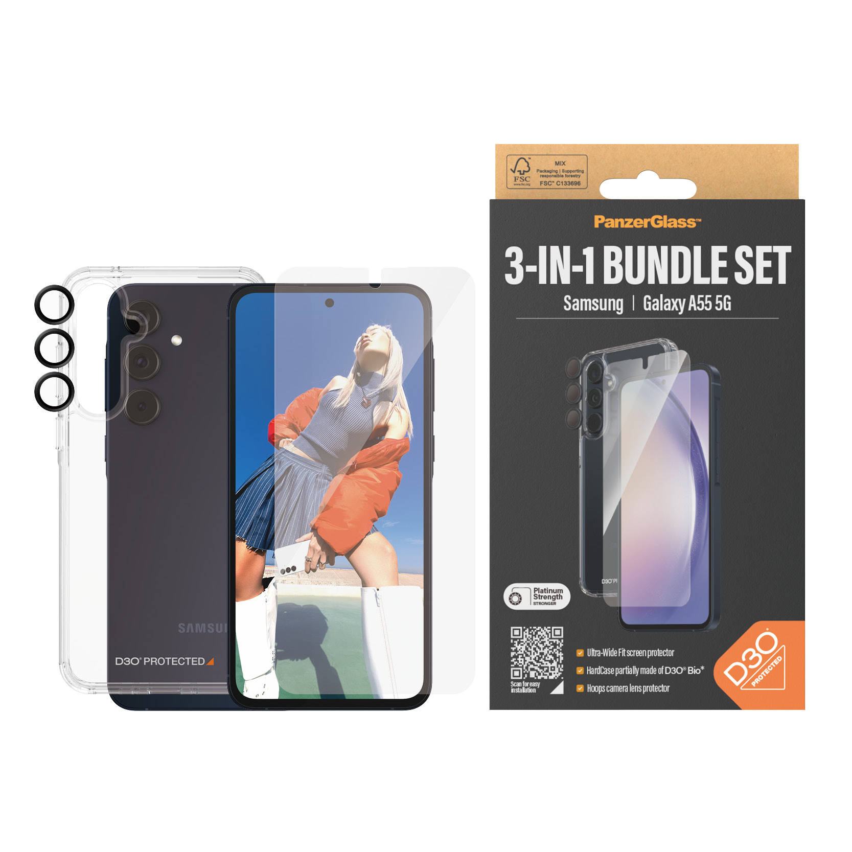 PanzerGlass 3-in-1 Samsung Galaxy A55 5G, UWF PanzerGlass 3-in-1 Samsung Galaxy A55 5G, UWF – Bild 2