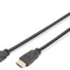 DIGITUS HDMI Anschlusskabel Typ A St/St 5.0m Ultra HD schwarz Dieses Full HD und 3D unterstützende Kabel, dient dem Anschluss von Audio-/Video-Geräten mit einer HDMI Typ D-Schnittstelle, welche häufig bei mobilen Geräten verwendet wird, wie z.B. Smartphones der neusten Generation. Auch zur Nutzung jeder IP-basierenden Anwendung geeignet.