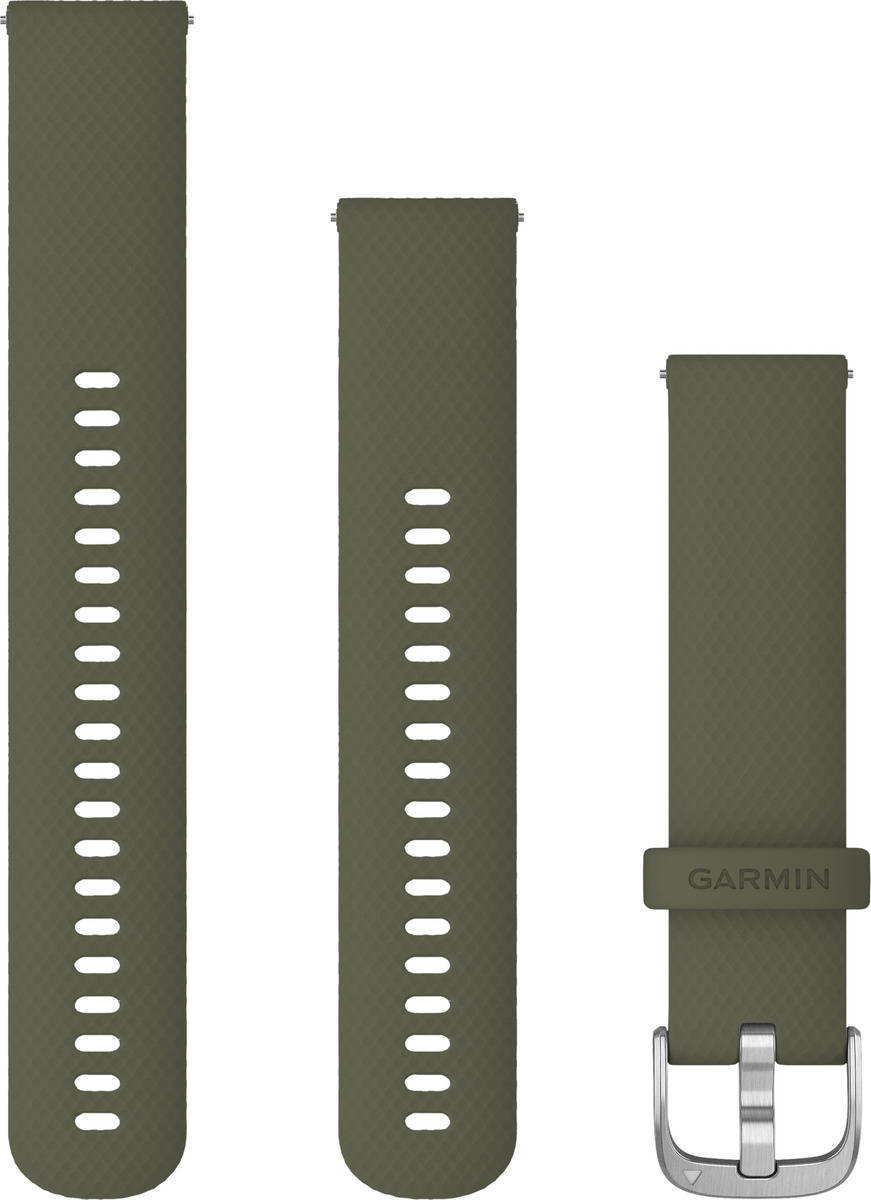Garmin Ersatzarmband 20mm Silikon Moosgrün/Silber Schnalle - best4you | Uhrenarmbänder