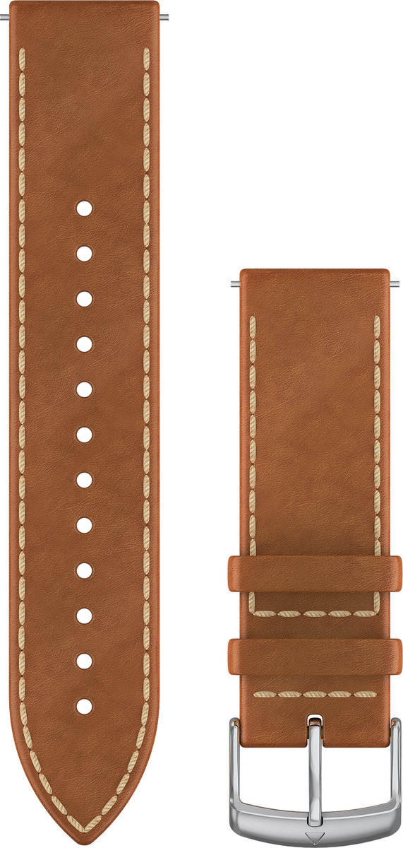 Garmin Ersatzarmband 20mm Leder Hellbraun mit Naht/Silber Garmin Ersatzarmband 20mm Leder Hellbraun mit Naht/Silber