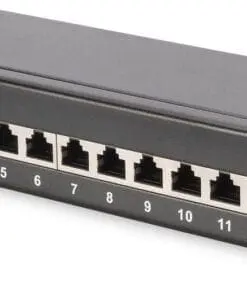 DIGITUS cat.6, Klasse E Patchpanel, geschirmt 12-Port Schwarz