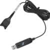 USB-Ersatzkabel mit In-Line Call Control für SC x5-Headsets, zertifiziert für Skype for Business, als Lösung zusammen mit SC x5-Headsets. Annehmen, Beenden und Wiederholen von Anrufen, Lautstärke regeln und Mikrofon stummschalten.