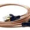 wantecWire Patchkabel gepanzert CAT6a 3,8mm kupferfarben 1,0m Extra dünnes Premium Patchkabel mit metallgepanzertem Schutz für Anwendungen, bei denen Standardkabel durch übermäßige Kraftanwendung beschädigt werden würden. Der Druckwiderstand beträgt 1000 PSI.