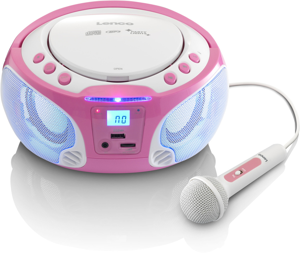 best4you Lenco Lichteffekt, m. MP3, SCD-650PK USB, Mikro(Pink) - CD-Radio