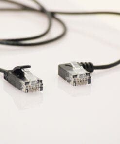 wantec Patchkabel CAT6a gewinkelt 90links UTP schwarz 1,0m