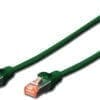 DIGITUS CAT 6 S-FTP Patchk. Cu, LSZH AWG 27/7, 5 m, GN Die DIGITUS Patchkabel wurden speziell entwickelt um allen Ansprüchen in den verschiedenen Anwendungsbereichen in vollem Umfang gerecht zu werden. Jedes Kabel ist mit einer angespritzten Knickschutztülle mit Zugentlastung ausgestattet. Außerdem besitzt die Tülle einen Rasthebelschutz, welcher das Verhaken der Kabel sowie das Abbrechen des Rasthebels vom Stecker verhindert.