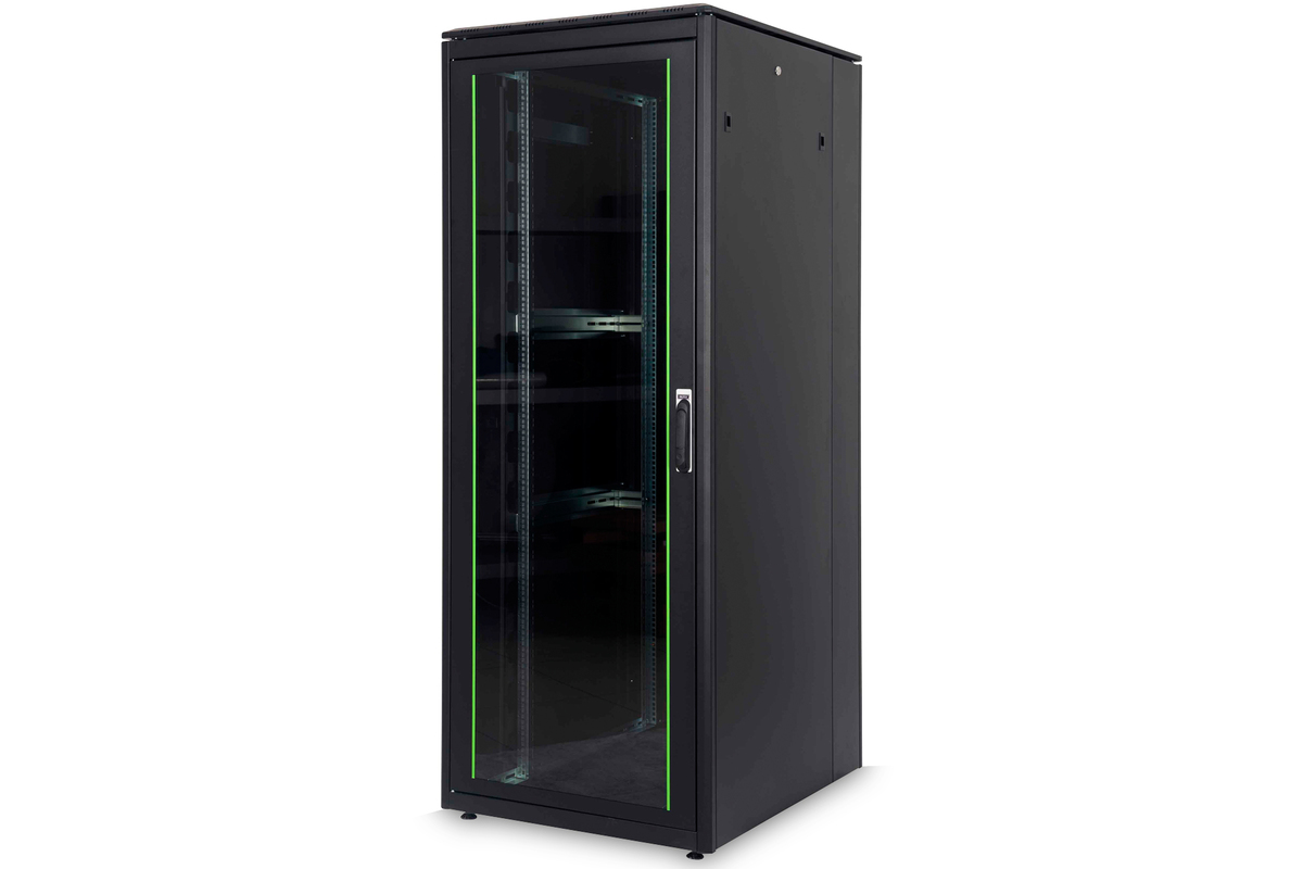 DIGITUS 47HE Unique Netzwerkschrank 600x600mm Glastür Schwarz DIGITUS 47HE Unique Netzwerkschrank 600x600mm Glastür Schwarz