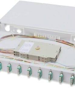 Spleißbox, 1U, Equipped 12xSC duplex,M25 Schraube,OM3, Adapter