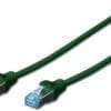 DIGITUS CAT 5e SF-UTP Patchk. Cu, PVC AWG 26/7, 3 m, GN Die DIGITUS Patchkabel wurden speziell entwickelt um allen Ansprüchen in den verschiedenen Anwendungsbereichen in vollem Umfang gerecht zu werden. Jedes Kabel ist mit einer angespritzten Knickschutztülle mit Zugentlastung ausgestattet. Außerdem besitzt die Tülle einen Rasthebelschutz, welcher das Verhaken der Kabel sowie das Abbrechen des Rasthebels vom Stecker verhindert.