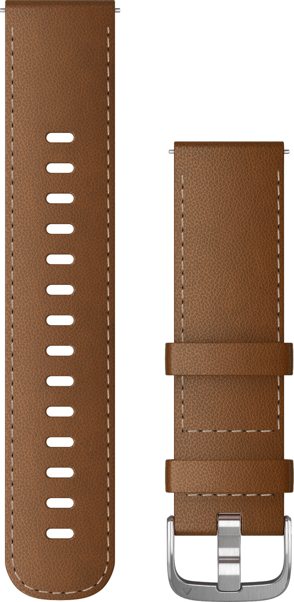 Garmin Ersatzarmband 22mm Leder Braun mit Naht/Silber Schnalle Garmin Ersatzarmband 22mm Leder Braun mit Naht/Silber Schnalle