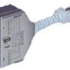 Cable sharing Adapter zum gleichzeitigen Betrieb von zwei 4-adrigen Diensten, hier: 1 x Ethernet und 1 x Telefon (ISDN), über eine 8-adrige Installationsleitung.