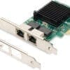 DIGITUS Dual Gigabit Ethernet PCI Express Karte, 2-Port 32-bit Nutzen Sie M.2 NGFF/NVMe SSDs an PCIe x4-Steckplätzen auf dem Mainboard - B & M Key.<br>Diese PCIe x4-Adapterkarte ist geeignet für M.2 / NGFF Speichermedien (NVMe) mit B, M, B+M Key und den Abmessungen 2230, 2242, 2260 & 2280. Zusammen mit der x4-Schnittstelle und dem PCIe 3.0 Standard sind Datenübertragungen von bis zu 6 Gbps (32GT/s) möglich.<br>Die Speichermedien können wahlweise über die integrierte SATA-Schnittstelle bei M.2 SATA SSDs oder über die PCIe-Schnittstelle bei NVMe PCIe SSDs angebunden werden. Setzen Sie den Turbo ein - mit der multifunktionalen M.2 PCIe 3.0 Add-On Karte von DIGITUS.