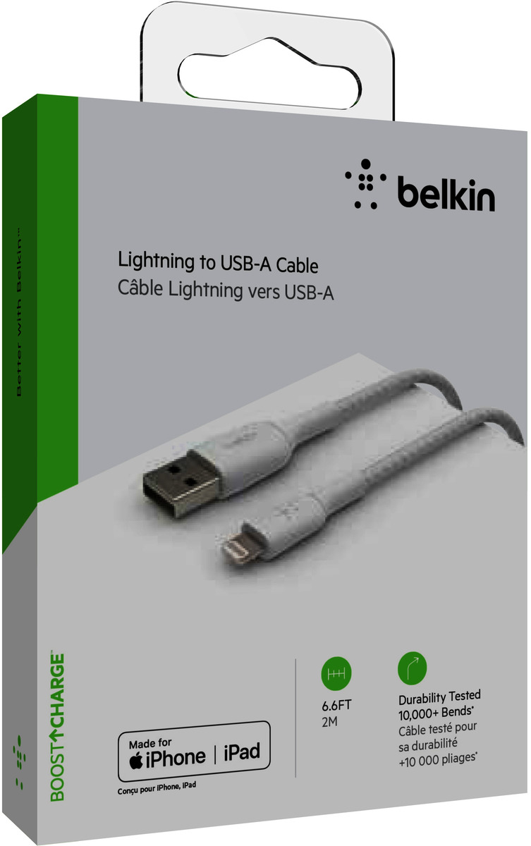 Belkin Lightning Lade/Sync Kabel ummantelt mfi 2m weiß Belkin Lightning Lade/Sync Kabel ummantelt mfi 2m weiß