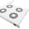DIGITUS Dachlüftereinheit 19"-4 Lüfter, Thermostat, Grau DIGITUS Professional Serverschrank Dynamic Basic Serie - 600x1000 mm (BxT), 42HE Serverschrank, Dynamic Basic Serie 2010x600x1000 mm, perforierte Stahltüren, Farbe Grau (RAL 7035)<br><br>Die Serverschrank Dynamic Basic Serie wurde für Verkabelung und Netzwerkkomponenten entwickelt und produziert. Verschiedenste Optimierungen führen zu einer optimalen Leistung in Qualität und Mehrwert. Die Schränke sind benutzerfreundlich konzipiert und ästhetisch im Aussehen. Die Front und Rücktür bestehen aus 63% perforiertem Stahl. Alle Seitenteile sind abschließbar und können leicht abgenommen werden. Jeder Schrank beinhaltet galvanisierte 483 mm (19")-Profilschienen, montiert vorne und hinten im Schrankinneren. Sie sind tiefenverstellbar und besitzen eine Markierung der jeweiligen Höheneinheit. Das Dach ist vorbereitet zur Aufnahme einer Lüftereinheit. Die komplett montierten 483 mm (19")-Schränke sind in 26HE und 42HE und in einer Breite von 600 oder 800 mm und einer Tiefe von 1000 mm erhältlich. Standardfarbe Grau (RAL 7035) und Schwarz (RAL 9005), andere Farben erhältlich auf Anfrage.