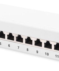 DIGITUS 1HE CAT 6 Klasse E Patch Panel geschirmt 12-Port RJ45
