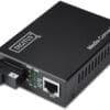 DIGITUS BiDi Gigabit SM Medienkonverter WDM RJ45/SC 20km Der DIGITUS Industrial Fast Ethernet Switch ist für raue Umgebungen geeignet, <br>indem er Feuchtigkeit, Temperaturschwankungen und Vibrationen trotzt.<br>Mit einem Temperaturbereich von -40°C bis 85°C ist der Industrial Fast Ethernet Switch unter den widrigsten Bedingungen einsetzbar.<br>Eine ständige Verfügbarkeit in hochsensiblen Bereichen, wie Transport, Produktion, Verkehr und Sicherheitsüberwachung, ist gewährleistet.<br>Durch das einfache Plug-and-Play-System kann eine schnelle Einbindung des Industrial Fast Ethernet Switch in das jeweilige Umfeld erfolgen. Die Fast Ethernet Konnektivität stellt somit eine flexible und kostengünstige Lösung für das industrielle Umfeld dar.