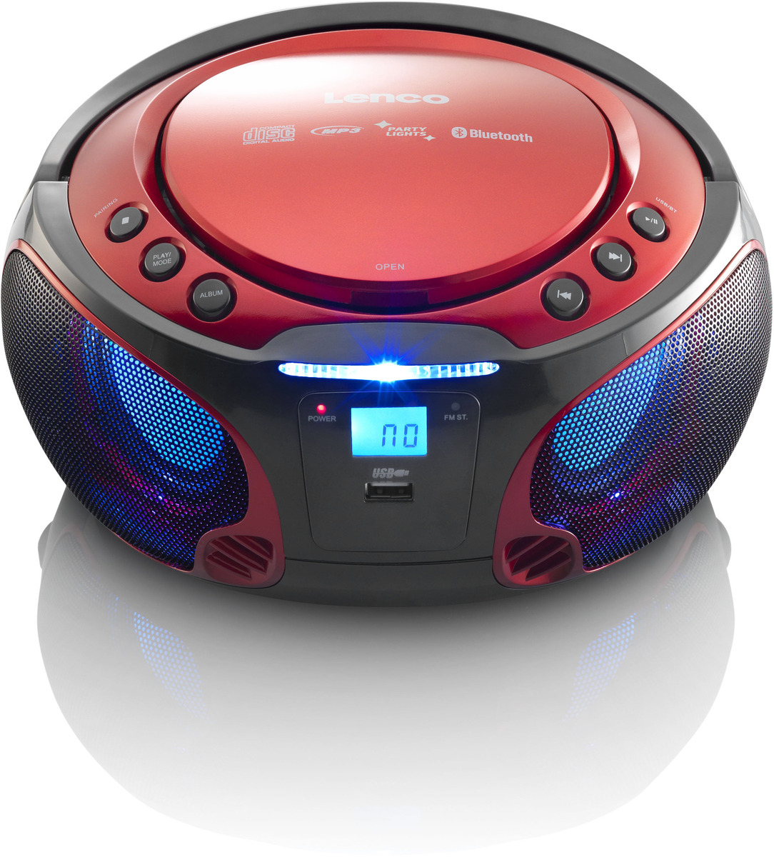 Lenco SCD-550RD CD-Radio mit MP3, USB, BT, Lichteffekte (Rot) - best4you