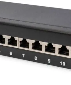 DIGITUS Cat.6A Patch Panel geschirmt 12-Port 1HE, 10", schwarz