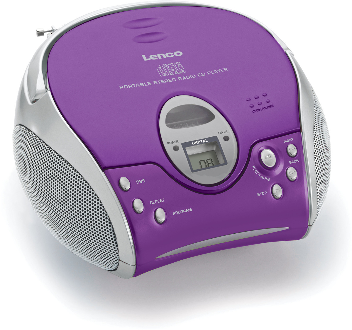 Lenco SCD-24 Stereo UKW-Radio mit CD-Player (Lila/Silber) - best4you