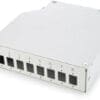 DIGITUS Hutschienen Spleißbox für 8 LC/DX Kupplungen FTTH Distributions Box für Außen IP 65 mit einer Aufnahme für 6 SC Duplex Kupplungen und 6 Spleißen.