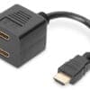 DIGITUS HDMI Y-Verteilerkabel Typ A-2xA St/Bu 0.2m Full HD sw Dieses Netzanschlusskabel von DIGITUS dient zum Anschluss eines PCs oder Monitors an das Hausstromnetz (Steckdose).<br>Entspricht den deutschen Richtlinien.