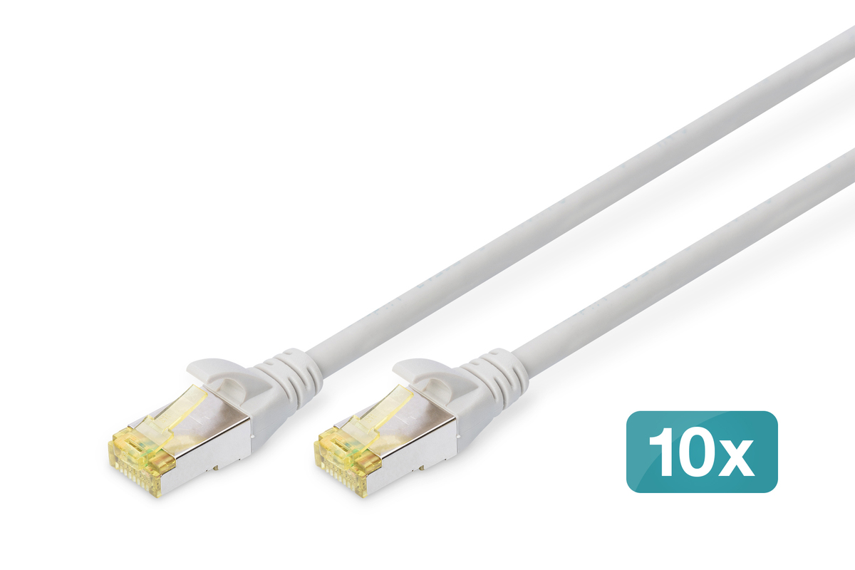 DIGITUS CAT 6A S-FTP Patchk. Cu, LSZH AWG 26/7,0,5 m,10er,GR DIGITUS CAT 6A S-FTP Patchk. Cu, LSZH AWG 26/7,0,5 m,10er,GR