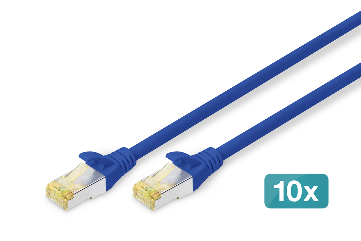 DIGITUS CAT 6A S-FTP Patchk. Cu, LSZH AWG 26/7, 1 m, 10er, BL DIGITUS CAT 6A S-FTP Patchk. Cu, LSZH AWG 26/7, 1 m, 10er, BL