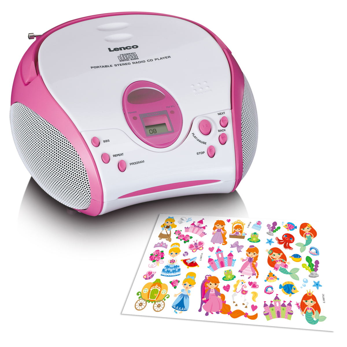 LENCO Boombox mit CD player, FM radio und Stickern - best4you